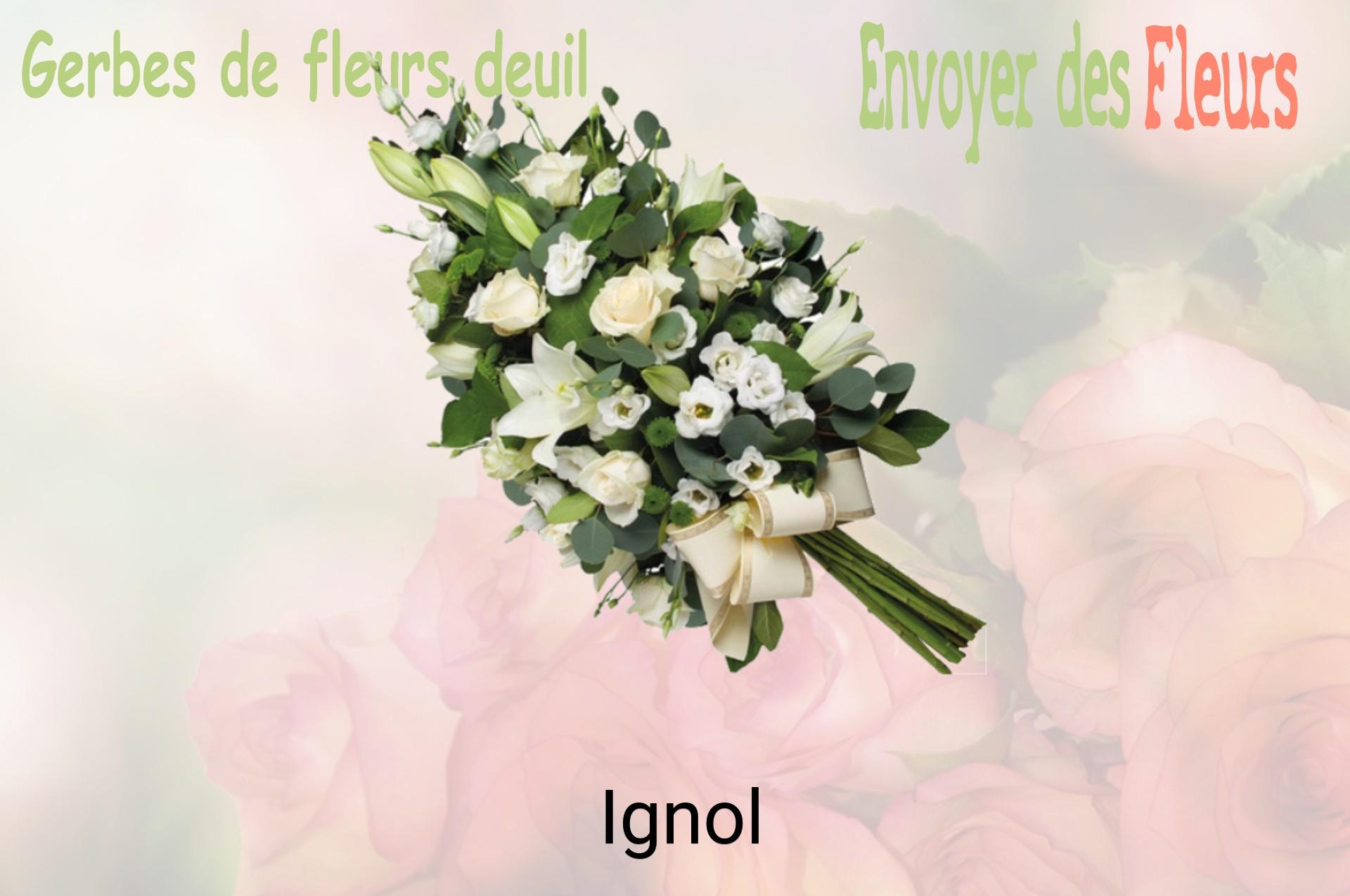 Gerbe de fleurs de deuil livrée à Ignol